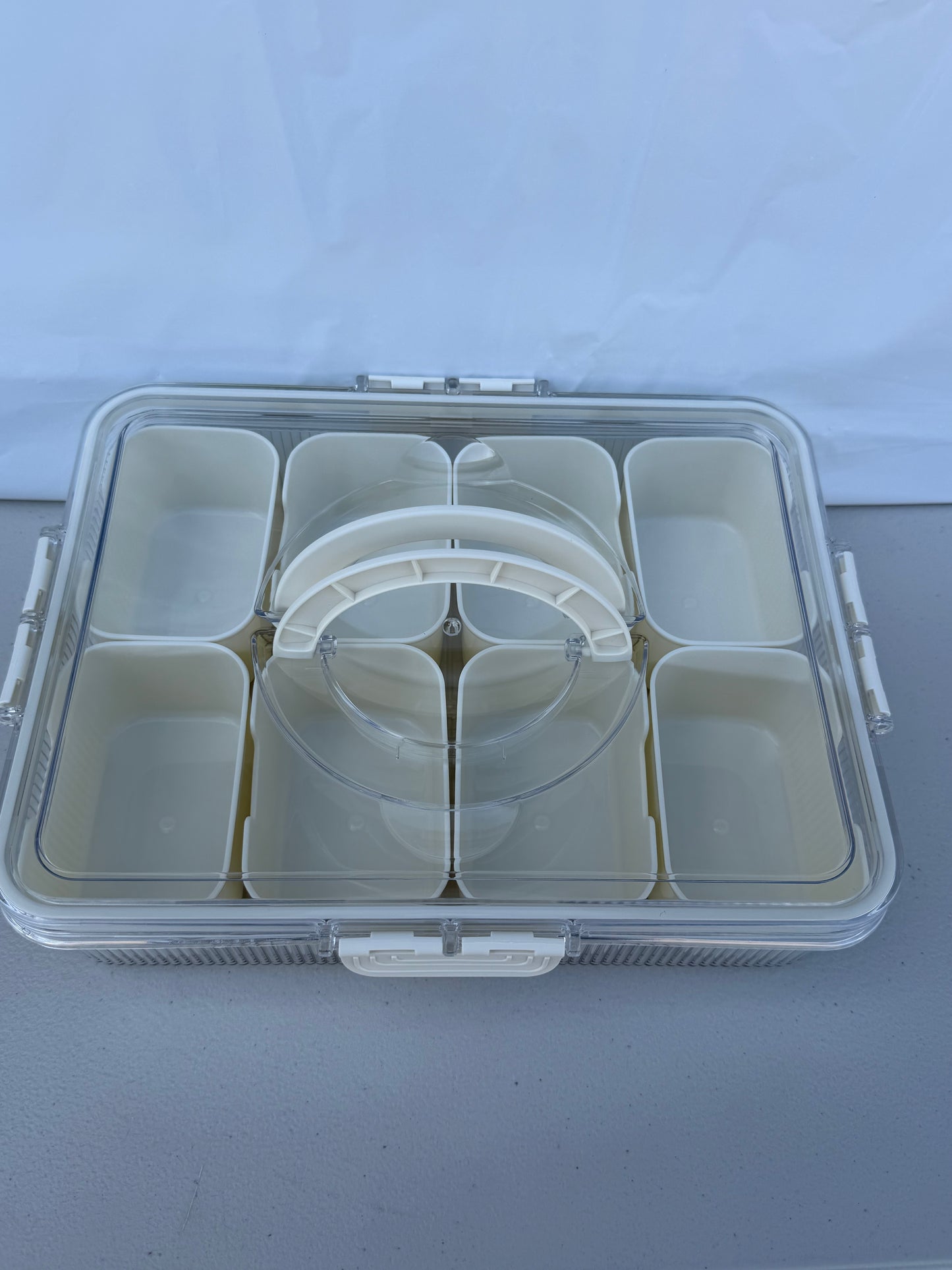 Snackle Box — 8-Compartment Divided Serving Tray with Lid & Handle