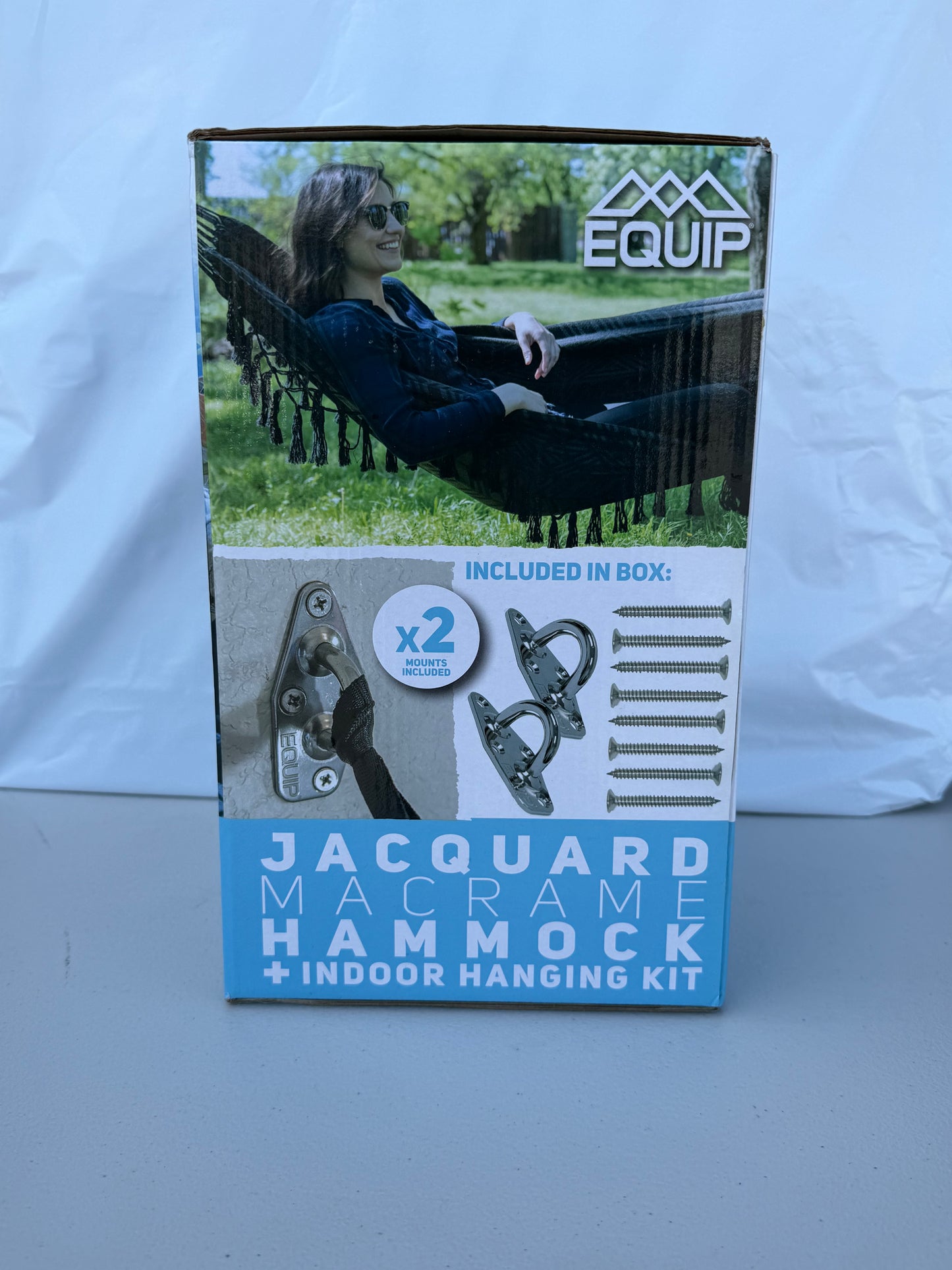 EQUIP Jacquard Macrame Hammock with Indoor Hanging Kit