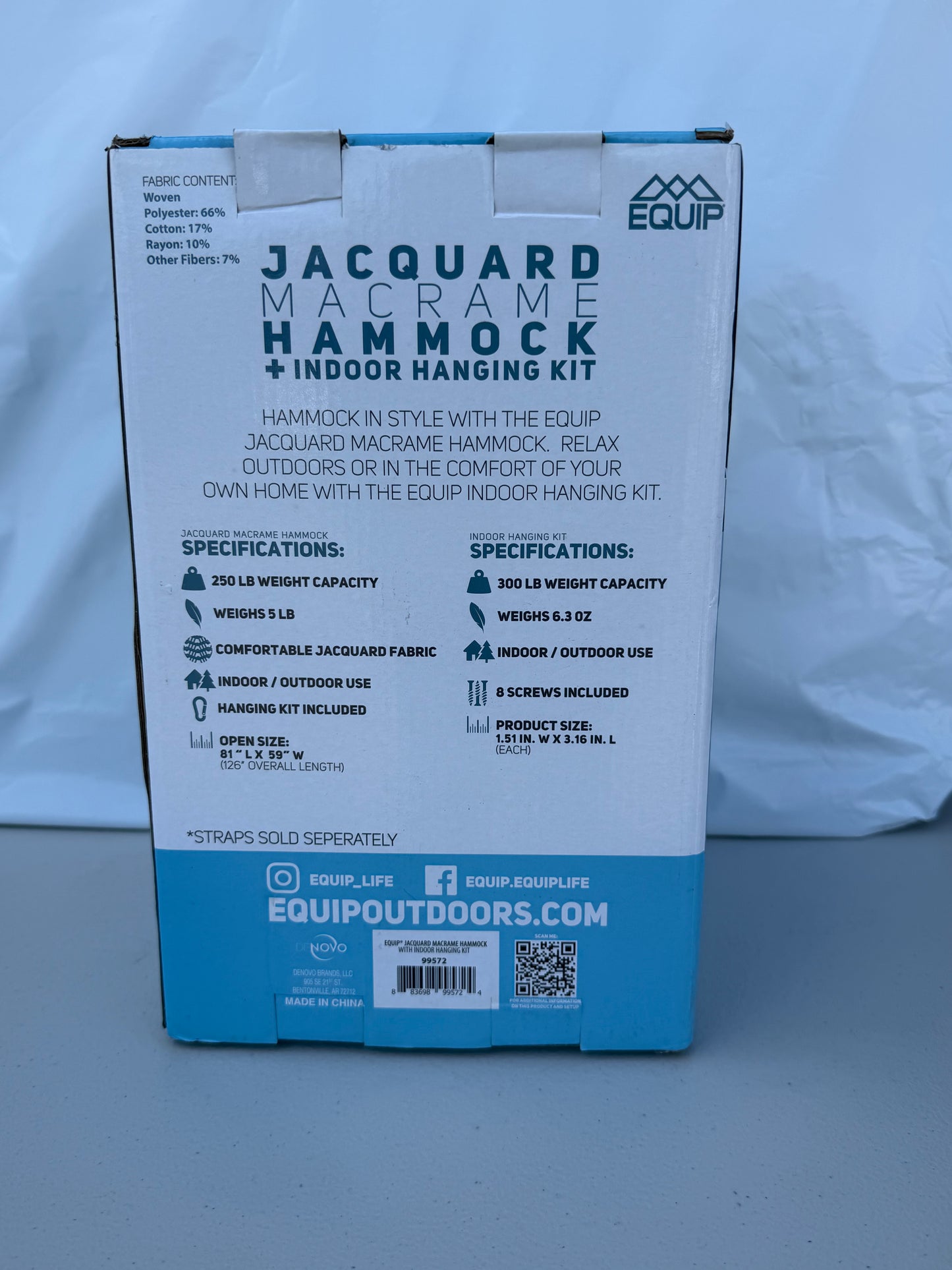 EQUIP Jacquard Macrame Hammock with Indoor Hanging Kit