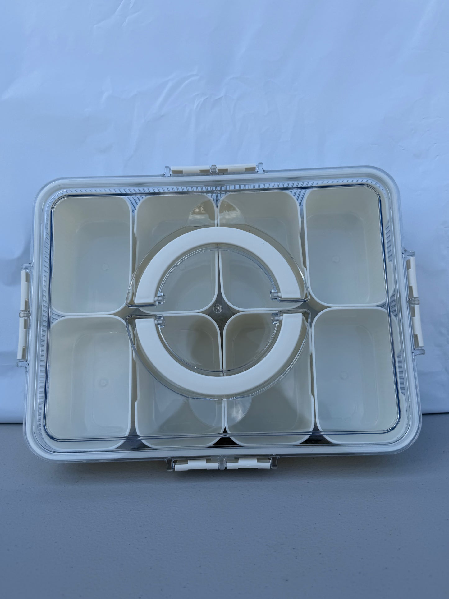 Snackle Box — 8-Compartment Divided Serving Tray with Lid & Handle