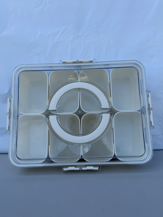 Snackle Box — 8-Compartment Divided Serving Tray with Lid & Handle