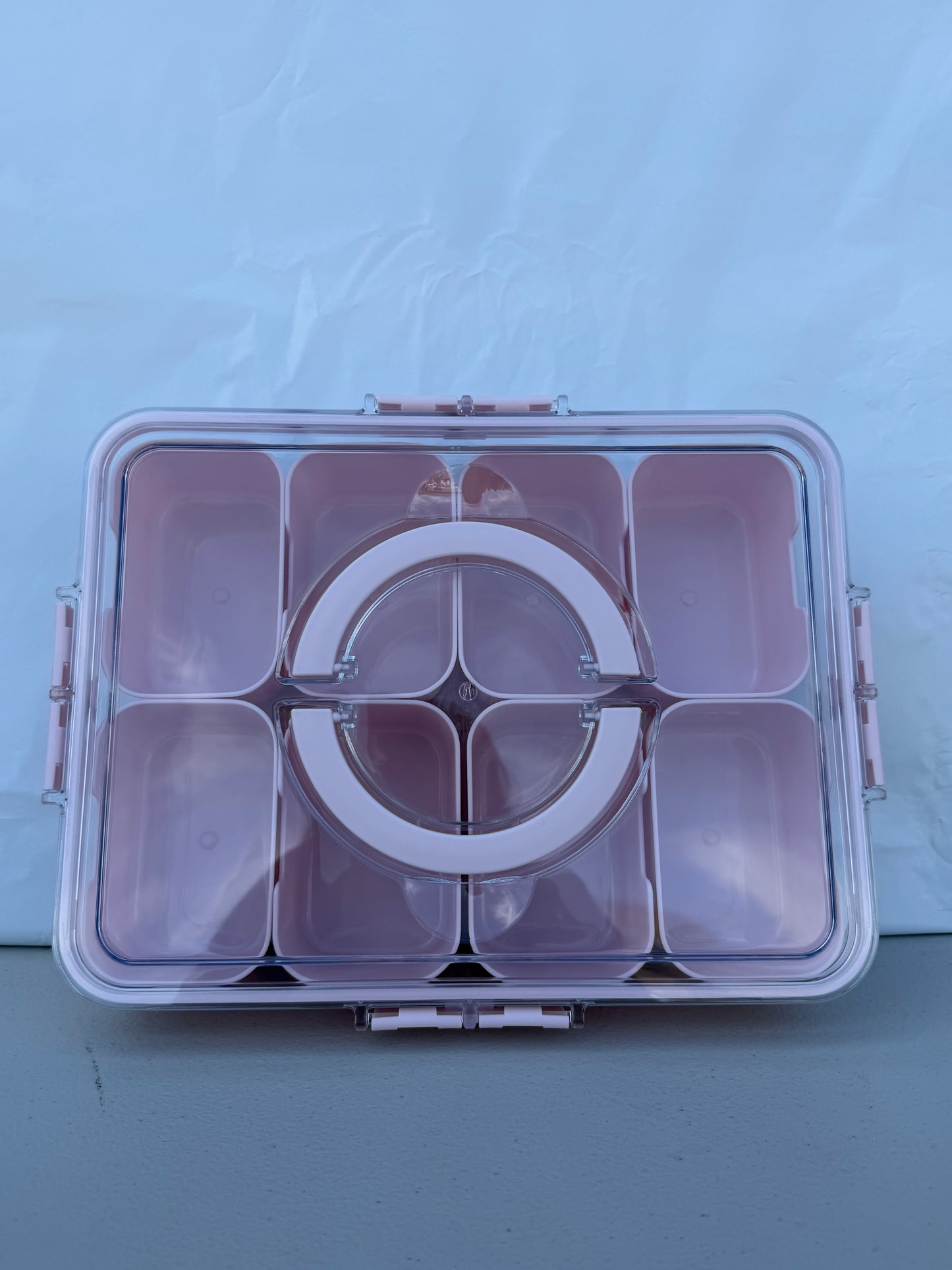Snackle Box — 8-Compartment Divided Serving Tray with Lid & Handle