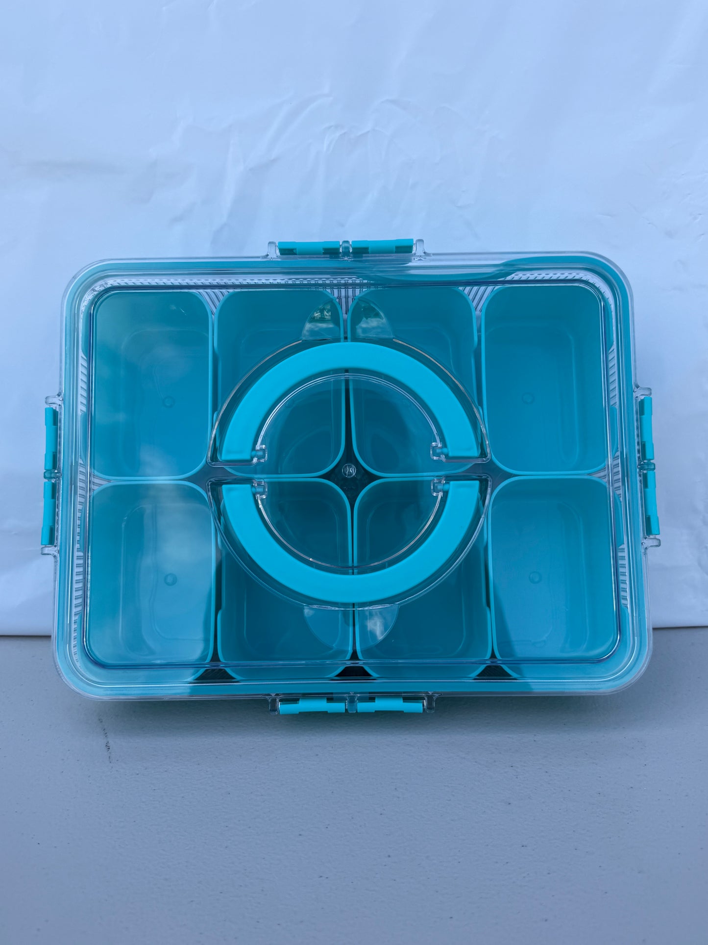 Snackle Box — 8-Compartment Divided Serving Tray with Lid & Handle