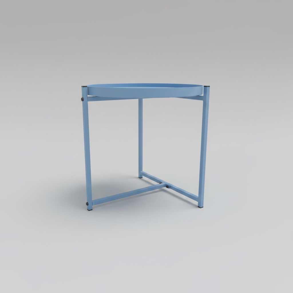 Room Essentials Steel Round Tray-Top Side Table — Blue (Indoor/Outdoor)